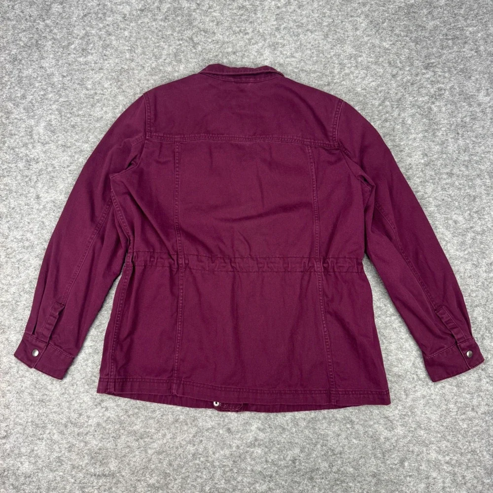Gap Womens Core Utility Field Jacket Burgundy Cotton Canvas Wine Red Large - Picture 3 of 9